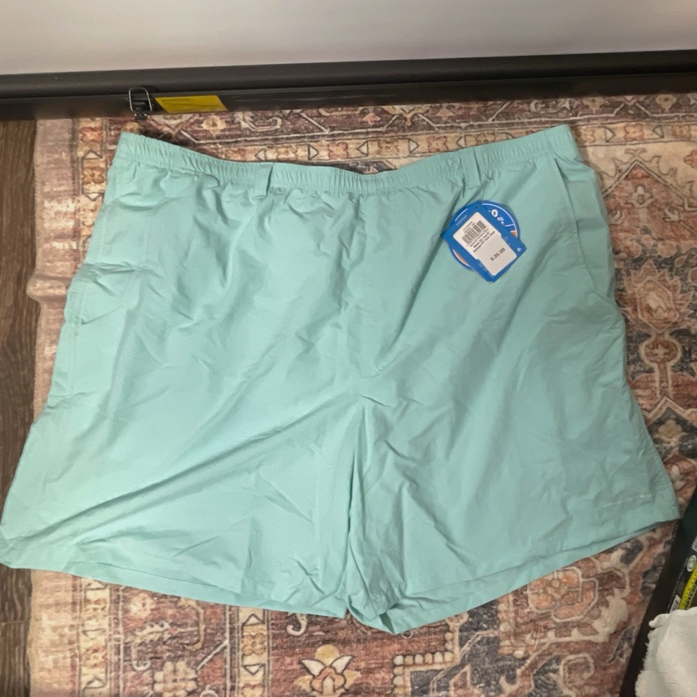 Columbia Men's Big & Tall 3XL Green Solid Swim Trunks UPF 50 Mesh Lined